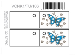 Naamkaartjes Effen turqoise+turqoise vlinder 8 pakjes 32st