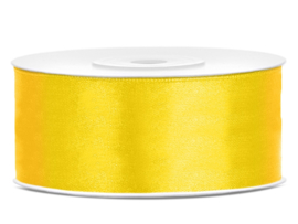 Satijn lint geel 25 mm