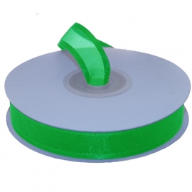 Organza lint met boord Groen 15mm-25m