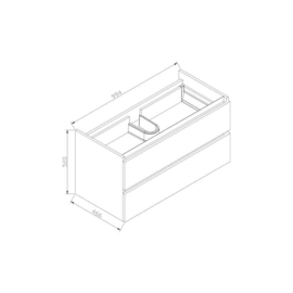 Trendline onderkast met greeplijst aluminium hoogglans antraciet 100cm