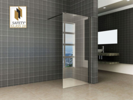 Wiesbaden inloopdouche + Safety Glass + ZWART muurprofiel 10mm NANO 90x200, 100x200 of 120x200 cm