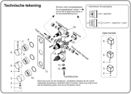 Wiesbaden Caral 3-wegs inbouw-douchethermostaat, chroom