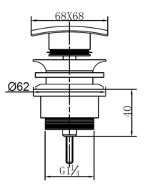 Wiesbaden clickwaste vierkant 5/4" chroom