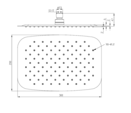 Wiesbaden UFO ovale hoofddouche 30x20x0,2cm chroom