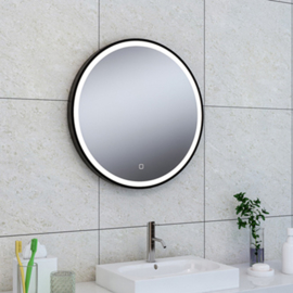 Maro spiegel rond matzwart 60 cm met LED, dimbaar en spiegelverwarming