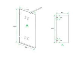 Wiesbaden inloopdouche zonder profiel (50, 60, 70, 80, 90, 100 of 120 cm) 8 mm glas