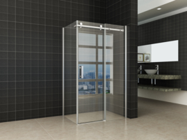 Wiesbaden douchedeur schuif met muurprofiel + zijwand (120 of 140 cm) 8 mm glas