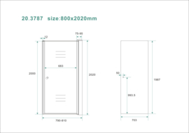 Wiesbaden nisdeur met profiel 80x202 8mm NANO rookglas