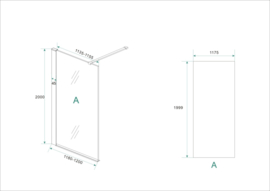 Wiesbaden inloopdouche met RVS muurprofiel (90, 100 of 120 cm) 10 mm glas