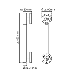 Ridder Ken badgreep met softgrip 50 cm chroom/zwart