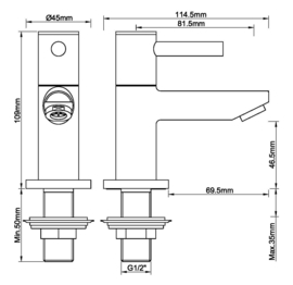 Amador toiletkraan 1/2'' geborsteld messing