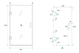 Wiesbaden nisdeur zonder profiel (70, 80, 90 of 100 cm) 8 mm glas