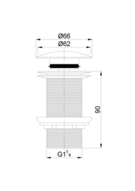 Wiesbaden clickwaste 9 cm 5/4" chroom