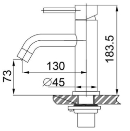 Wiesbaden Grant wastafelmengkraan (18,35 cm) RVS