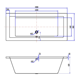 Santino SQ inbouw ligbad 180*80*49 cm mat wit DUO