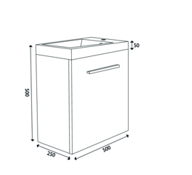 Wiesbaden Emma fonteinset 50x25x50 cm hoogglans grijs