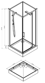 Domino complete douchecabine 90x90x210 cm alu mat 5mm glas