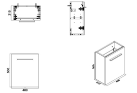 Wiesbaden fonteinkast 40x21x50 cm hoogglans grijs