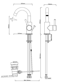 Wiesbaden Caral opbouw wastafelmengkraan met clickplug en draaibare uitloop (22,9 cm) chroom