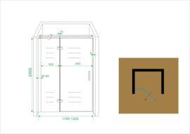 Wiesbaden nis swingdeur met vast paneel (80, 90, 100, 110, 120 of 140 cm)