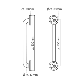 Ridder Sam badgreep 45 cm mat zwart