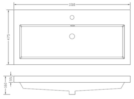 Wiesbaden Vision kunstmarmer wastafel 100x46 cm 1 kraangat