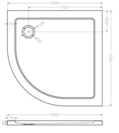 Wiesbaden douchebak SMC 1/4 rond 90x90x4 cm