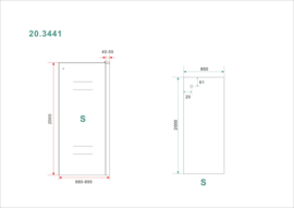 Side zijwand voor Softclose 2.0 schuifdeur 90 cm 8 mm Nano