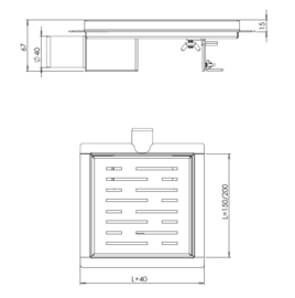 Wiesbaden RVS doucheput 15x15 cm met flens