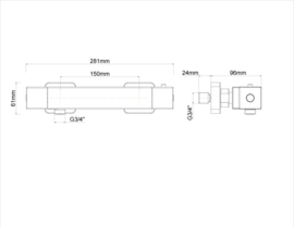 Eco Rombo thermostatische douchemengkraan chroom