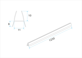 Kunststof bodemstrip tbv inloopdouche 10mm L=1230