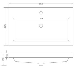 Wiesbaden Vision kunstmarmer wastafel 80x47 cm 1 kraangat