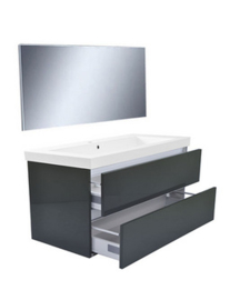 Vision meubelset (incl. spiegel) 100 cm hoogglans grijs