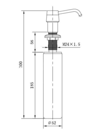 Wiesbaden Inbouw zeeppompje 250 ml, chroom