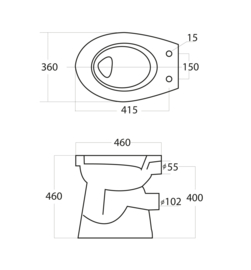 Staande, verhoogde toiletpot +6 PK