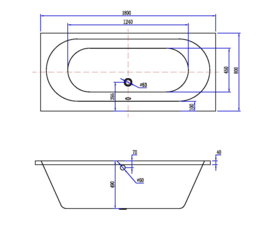 Portus RD inbouw ligbad 180*80*49 cm mat wit DUO