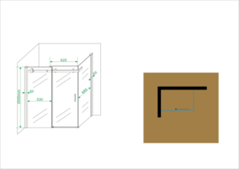 Wiesbaden douchedeur schuif met muurprofiel + zijwand (120 of 140 cm) 8 mm glas