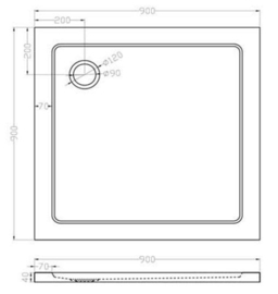 Wiesbaden douchebak SMC vierkant 90x90x4 cm