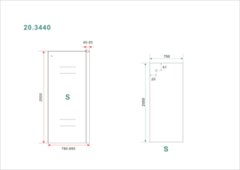 Side zijwand voor Softclose 2.0 schuifdeur 80 cm 8 mm Nano