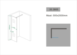 Wiesbaden inloopdouche met muurprofiel (50, 60, 70, 80, 90, 100, 110, 120, 130 of 140 cm) 10 mm glas