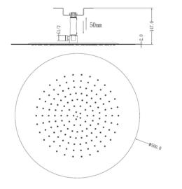 Wiesbaden UFO inbouw-hoofddouche plafond rond 50x2cm chroom