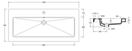 Wiesbaden keramische wastafel 100x46 cm met 1 kraangat