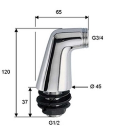 SET staande badrandkoppelingen 1/2"x3/4", chroom