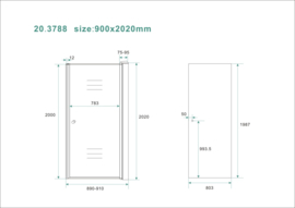 Wiesbaden nisdeur met profiel 90x202 cm 8mm NANO rookglas