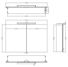 Wiesbaden luxe spiegelkast met LED verlichting 90x60x14 cm