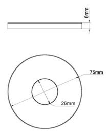 Rozet 75mm tbv uitloop k294111 chroom