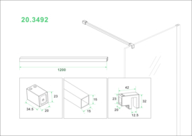 Wiesbaden Slim stabilisatiestang 120 cm geborsteld staal