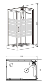 Thermo rechts complete douchecabine 120x90x218 cm alu 5mm glas