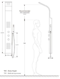 Wiesbaden Erie douchepaneel met thermostaatkraan + hoofddouche + handdouche, RVS