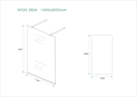 Wiesbaden inloopdouche vrijstaand (120 of 140 cm) 10 mm glas